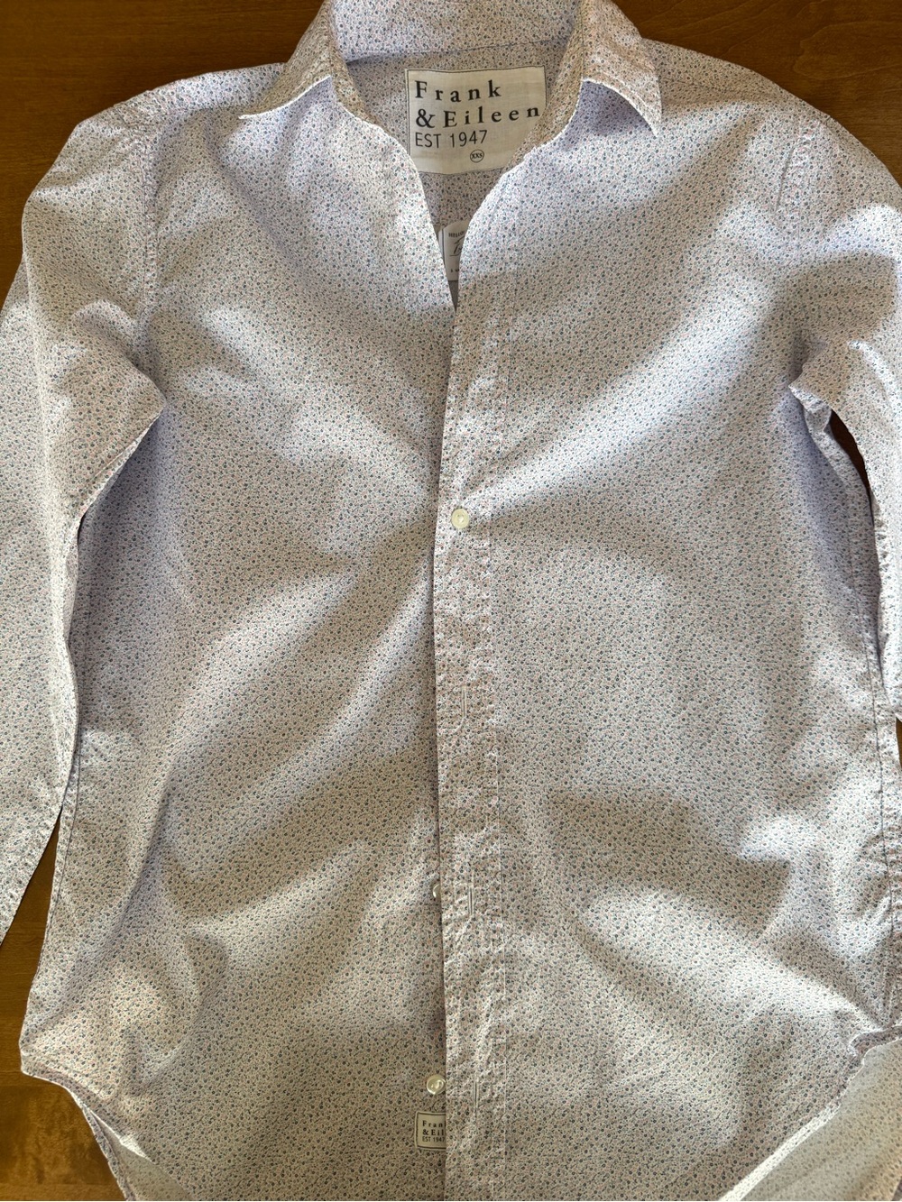 Frank & Eileen Light White Button-Down Shirt with Tiny Multi-Color Print